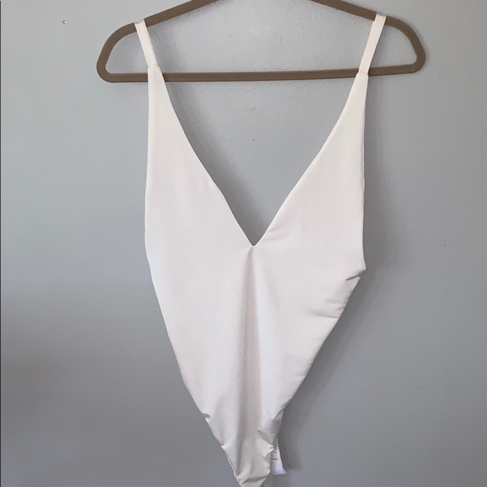 White V-Cut Body Suit | NWOT